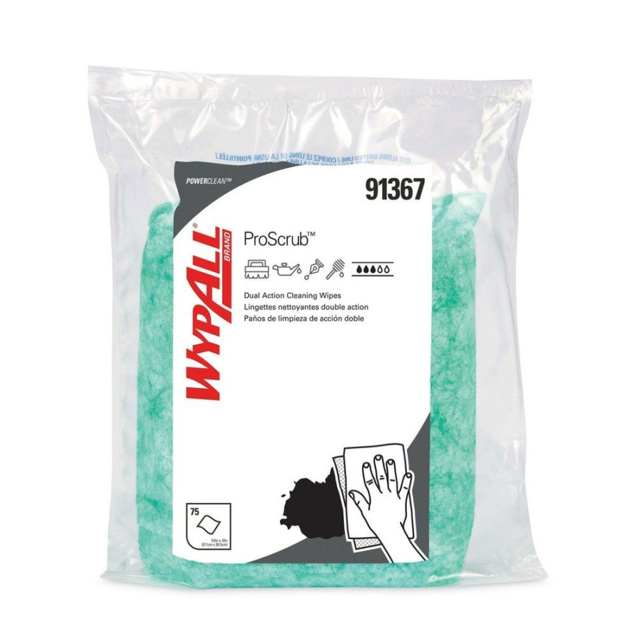 Facility Maintenance & Supplies WypAll Hand Wipes | Wypall Kcc 91367 Power Clean Proscrub Pre-Saturated Wipes - Citrus Scent, Green (75/Pack, 6 Packs/Carton)