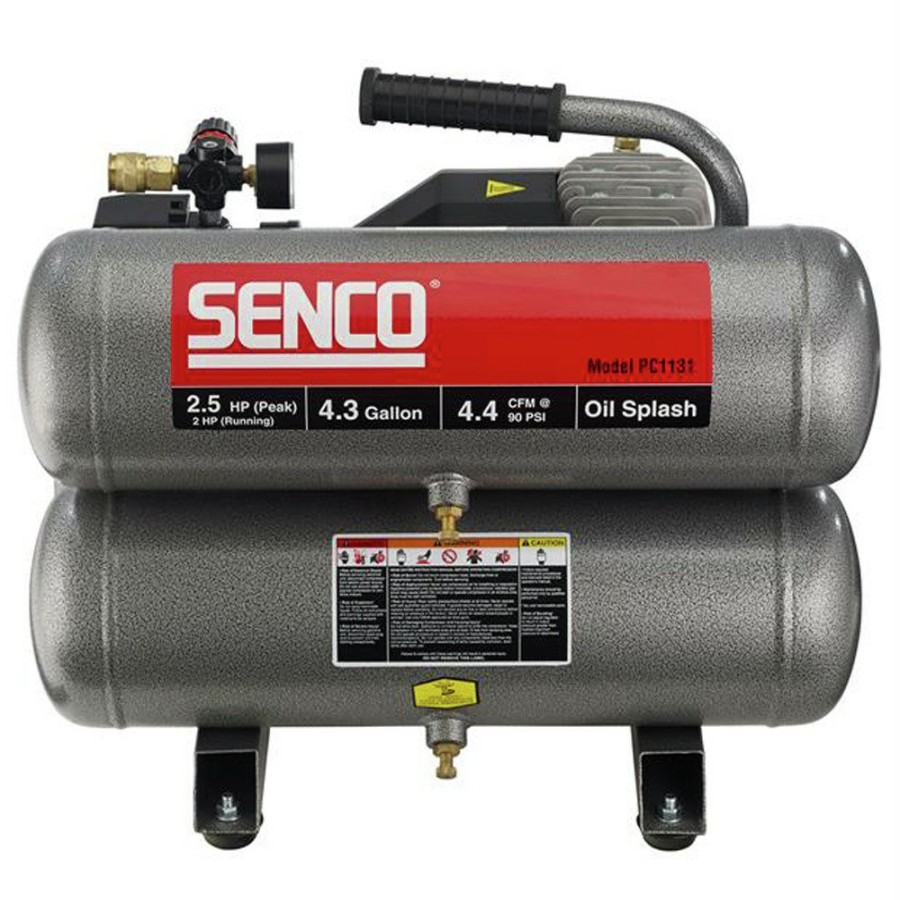 Air Tools And Equipment SENCO Portable Air Compressors | Senco Pc1131 2.5 Hp 4.3 Gallon Oil-Lube Twin Stack Air Compressor