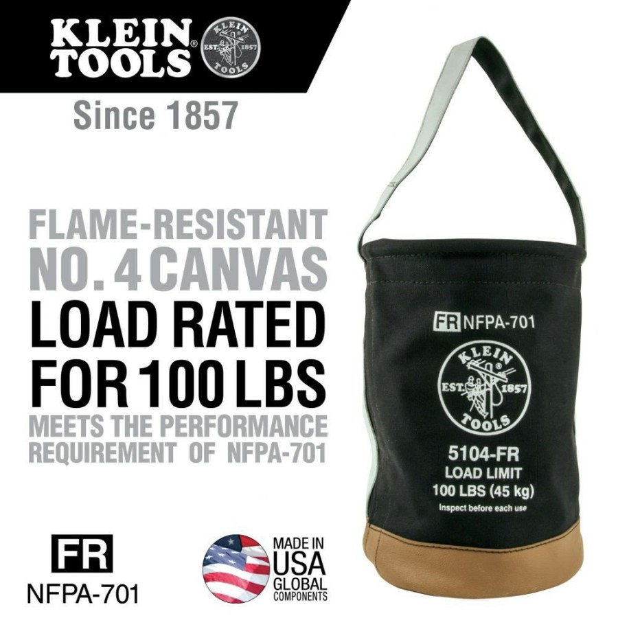 Tool Storage Klein Tools | Klein Tools 5104Fr 12 In. Flame-Resistant Canvas Bucket - Black