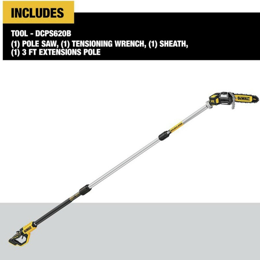 Outdoor Power Tools & Equipment Dewalt | Dewalt Dcps620B 20V Max Xr Brushless Lithium-Ion Cordless Pole Saw (Tool Only)