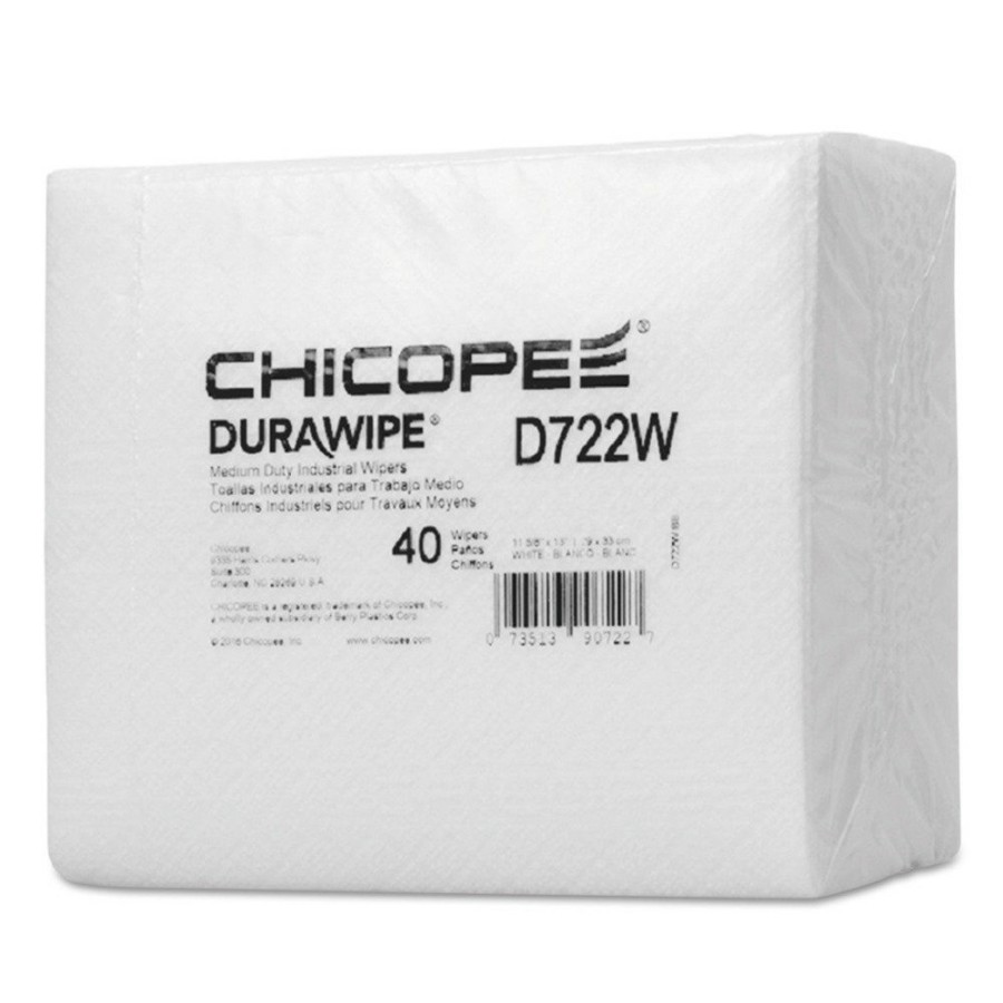 Facility Maintenance & Supplies Chicopee | Chicopee D722W Durawipe Medium-Duty 14.6 In. X 13.7 In. Industrial Wipers - White (40/Pack, 24 Packs/Carton)