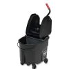 Facility Maintenance & Supplies Rubbermaid Commercial Cleaning Tools | Rubbermaid Commercial 1863898 35 Qt. Wavebrake 2.0 Down-Press Plastic Bucket/Wringer Combos - Black