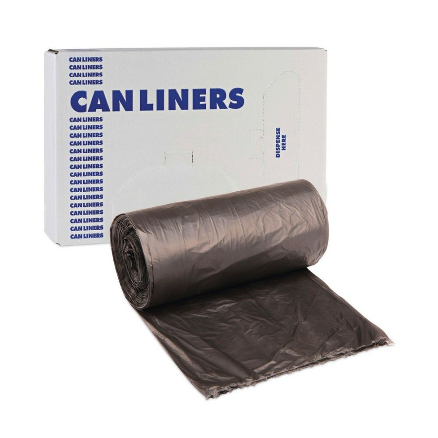 Facility Maintenance & Supplies Boardwalk | Boardwalk V8046Ekkr01 45 Gallon 19 Microns 40 In. X 46 In. High-Density Can Liners - Black (25 Bag/Roll, 6 Roll/Carton)