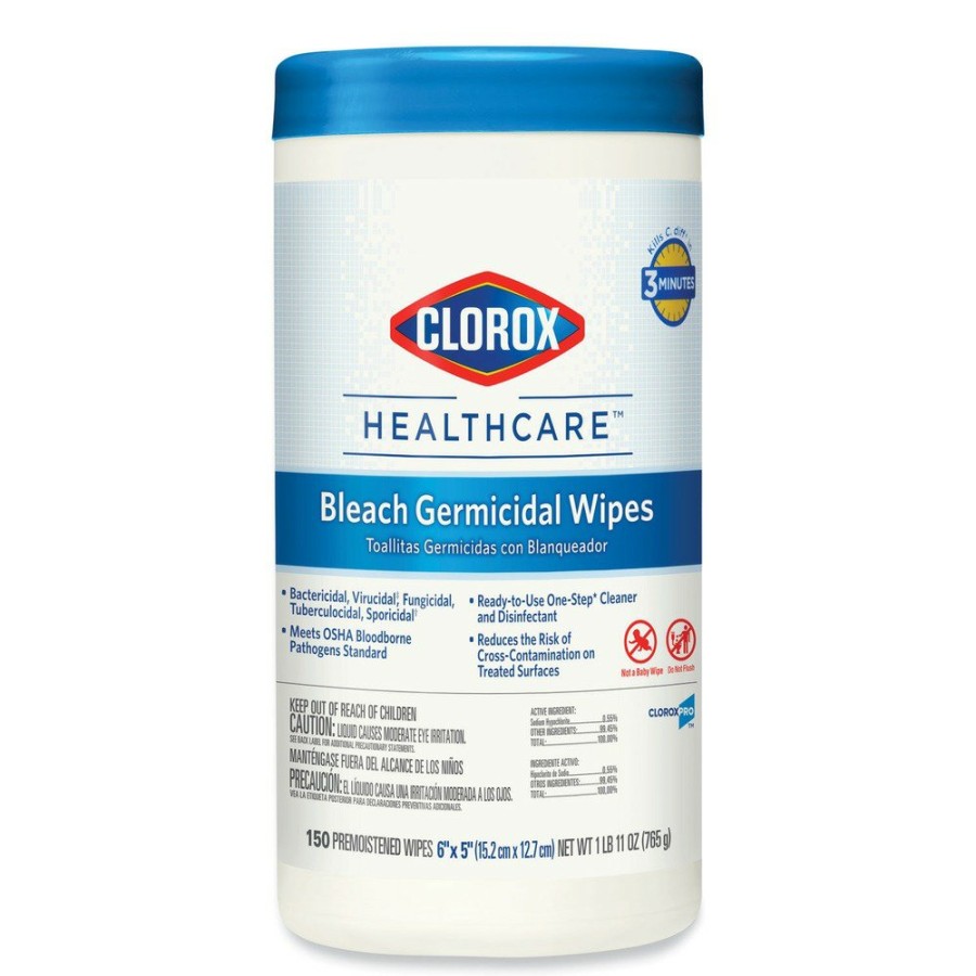 Facility Maintenance & Supplies Clorox Healthcare Hand Wipes | Clorox Healthcare 30577 6 In. X 5 In. 1-Ply Bleach Germicidal Wipes - Unscented, White