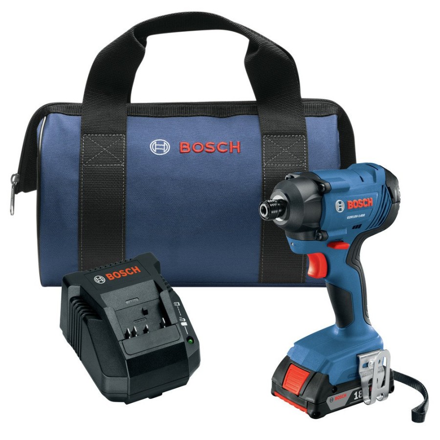 Power Tools Bosch Impact Drivers | Factory Reconditioned Bosch Gdr18V-1400B12-Rt 18V Compact Lithium-Ion 1/4 In. Cordless Hex Impact Driver Kit (2 Ah)