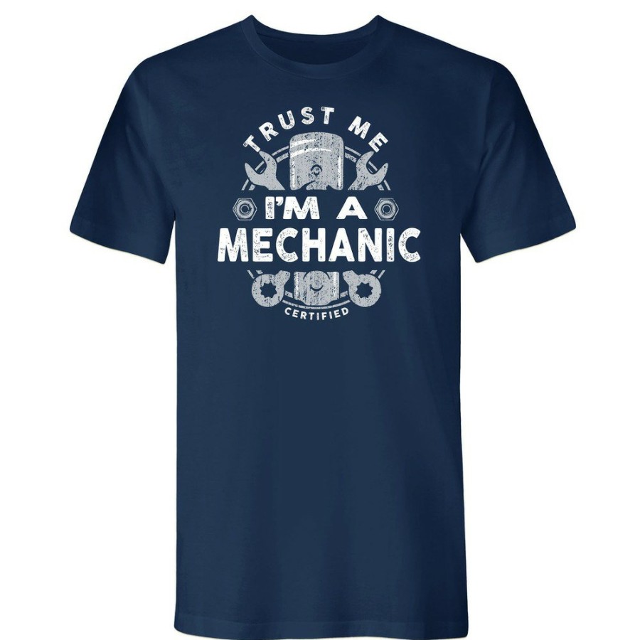 Clothing And Gear Buzz Saw | Buzz Saw Pr1041862X "Trust Me I'M A Mechanic" Premium Cotton Tee Shirt - 2Xl, Navy Blue