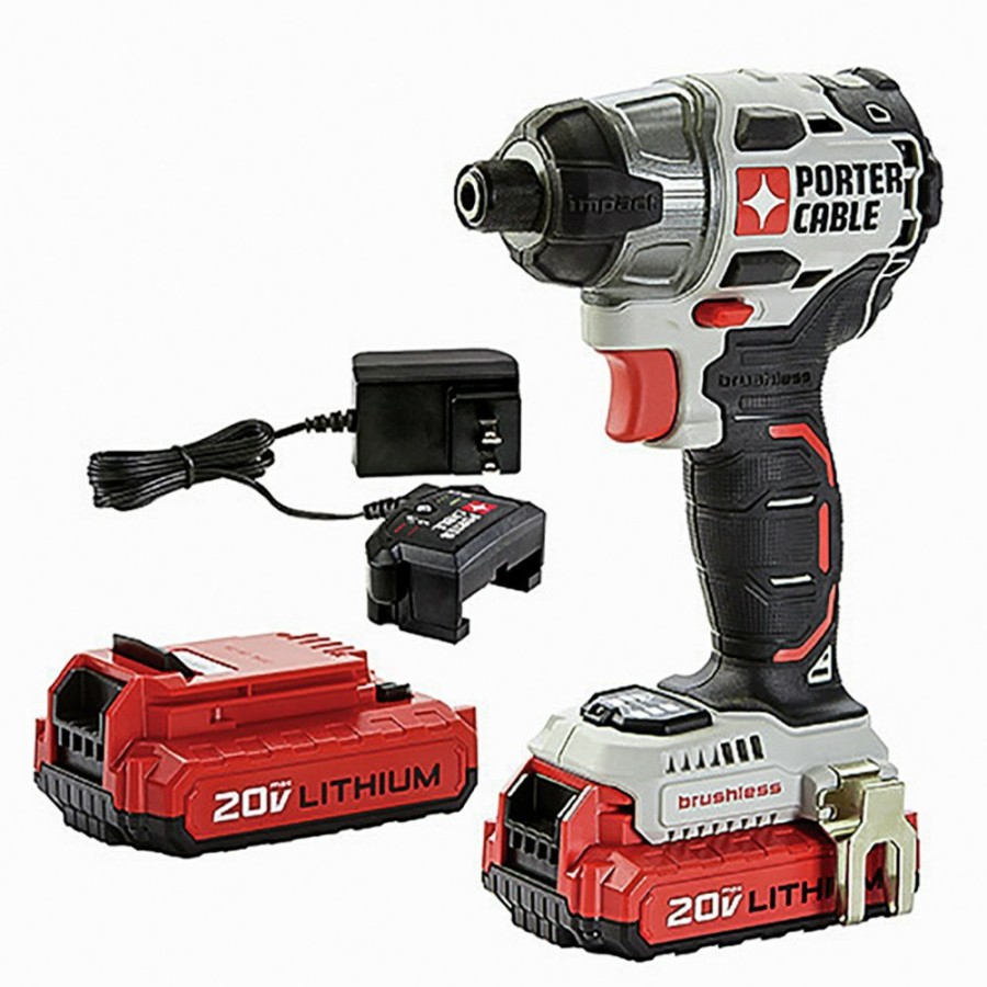 Power Tools Porter-Cable Impact Drivers | Porter-Cable Pcck647Lb 20V Max 1.5 Ah Cordless Lithium-Ion Brushless 1/4 In. Impact Driver Kit