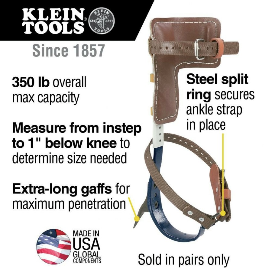 Safety Equipment Klein Tools | Klein Tools Cn1907Arl 2-Piece 2-3/4 In. Gaff 17 In. - 21 In. Tree Climber Set