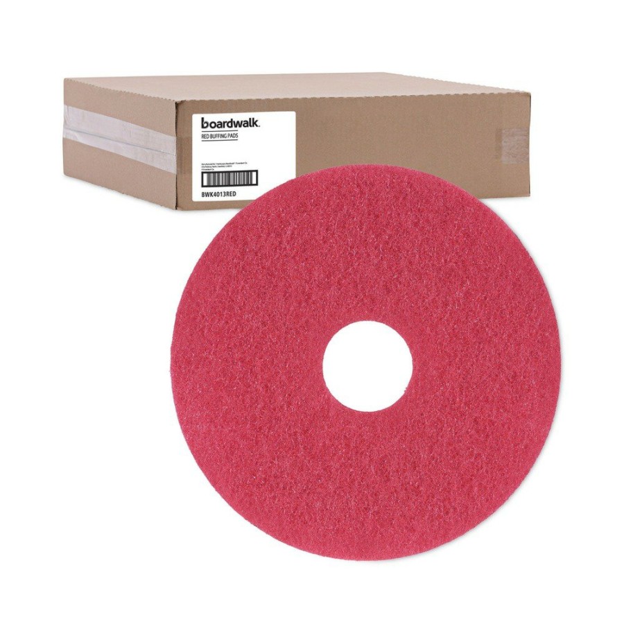 Facility Maintenance & Supplies Boardwalk Cleaning Tools | Boardwalk Bwk4013Red 13 In. Diameter Buffing Floor Pads - Red (5/Carton)