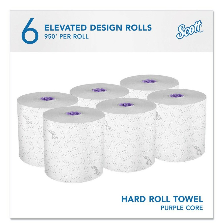 Facility Maintenance & Supplies Scott | Scott 02001 8 In. X 950 Ft. 1-Ply Essential High Capacity Hard Roll Towel - White (6 Rolls/Carton)