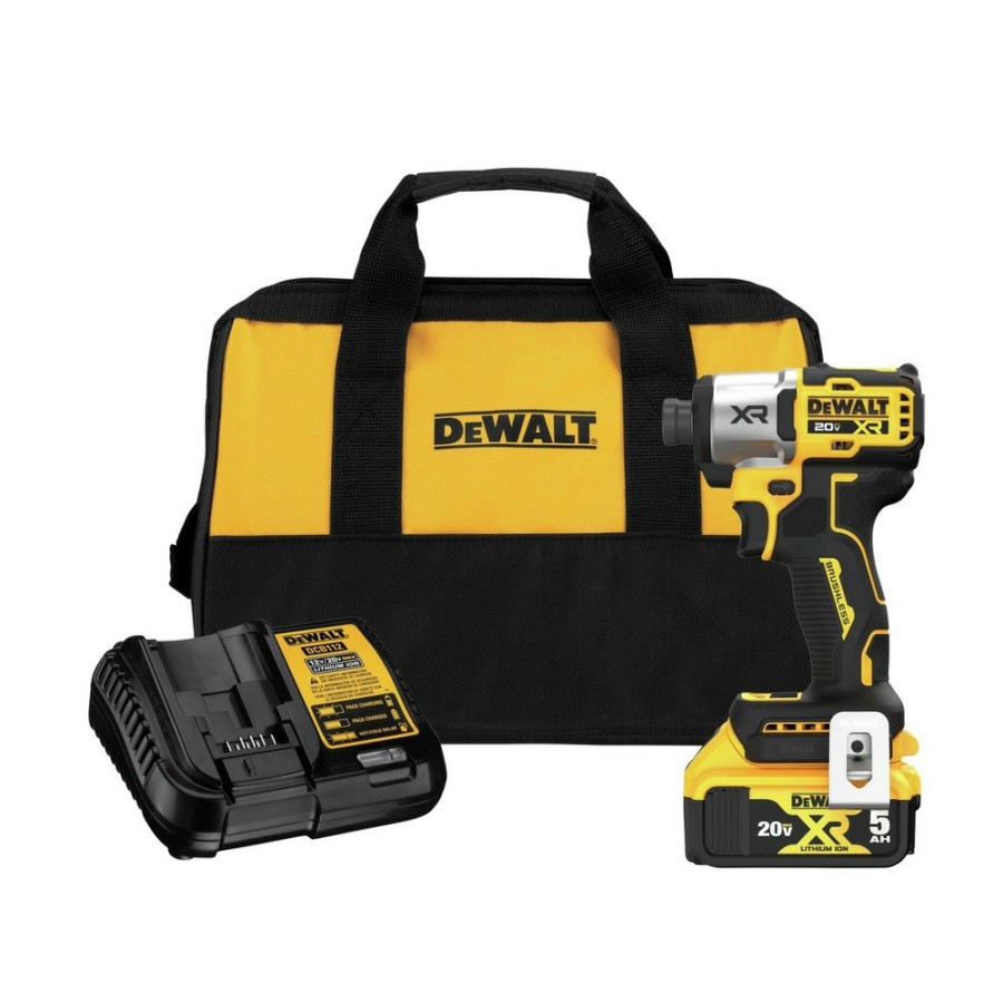 Power Tools Dewalt Impact Drivers | Dewalt Dcf845P1 20V Max Xr Brushless Lithium-Ion 1/4 In. Cordless 3-Speed Impact Driver Kit (5 Ah)