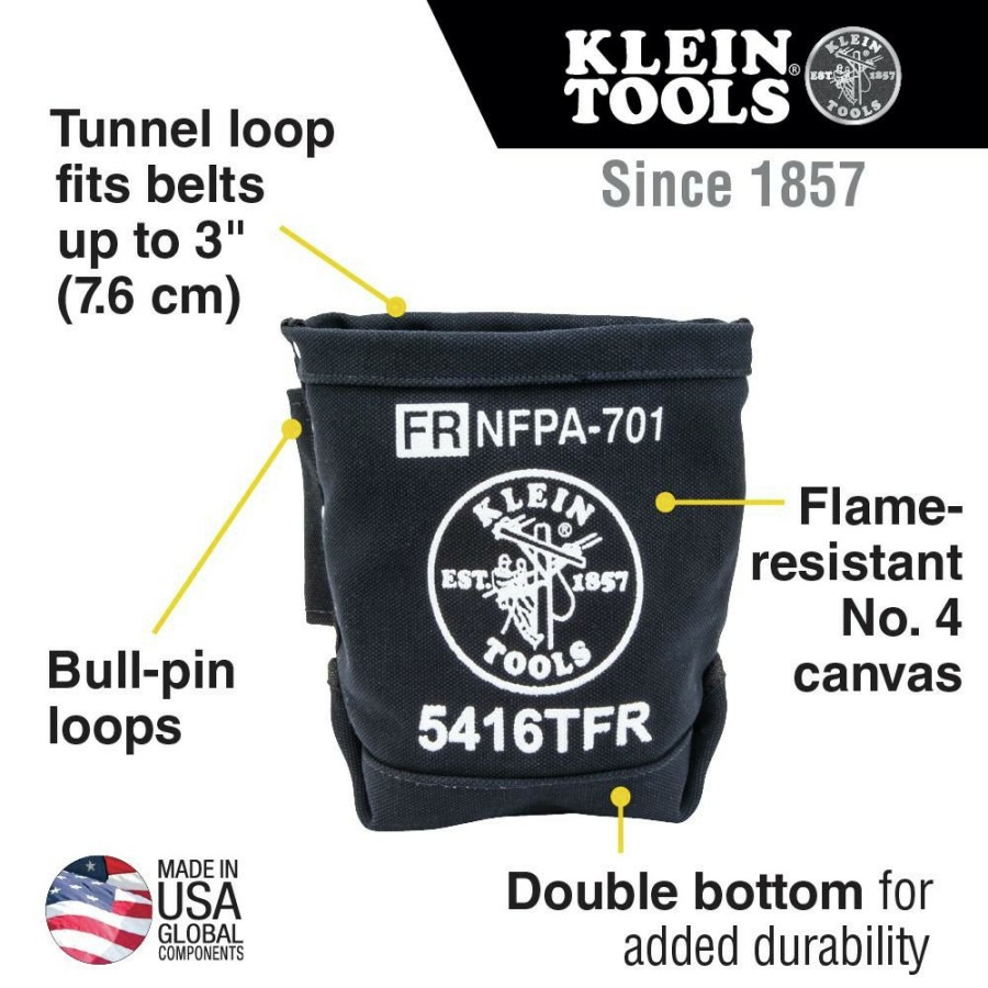 Tool Storage Klein Tools | Klein Tools 5416Tfr 5 In. X 10 In. X 9 In. Flame Resistant Canvas Tool Bag - Black