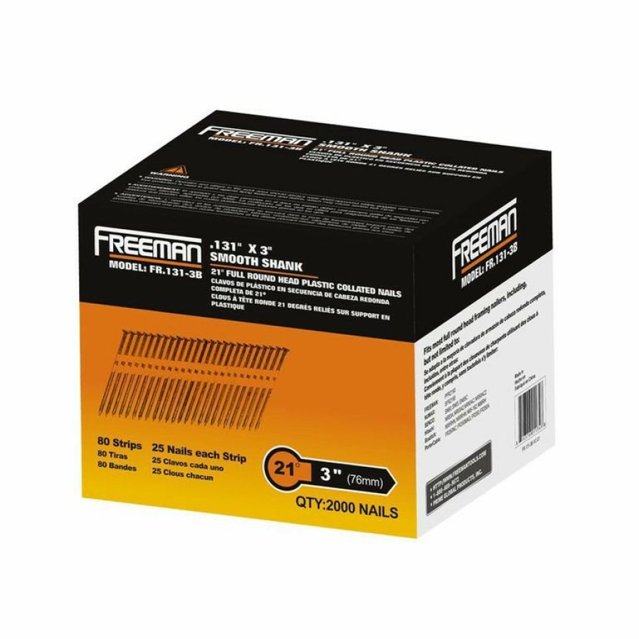 Power Tool Accessories Freeman Nails | Freeman Fr-131-3B 2000-Piece 3 In. X 0.131 In. Smooth Shank Framing Nails