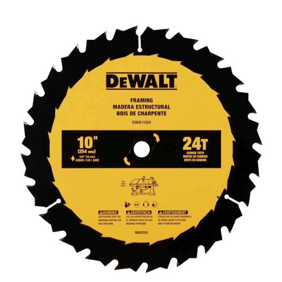 Power Tool Accessories Dewalt Circular Saw Blades | Dewalt Dwa11024 10 In. 24T Tungsten Carbide-Tipped Steel General Purpose Circular Saw Blade