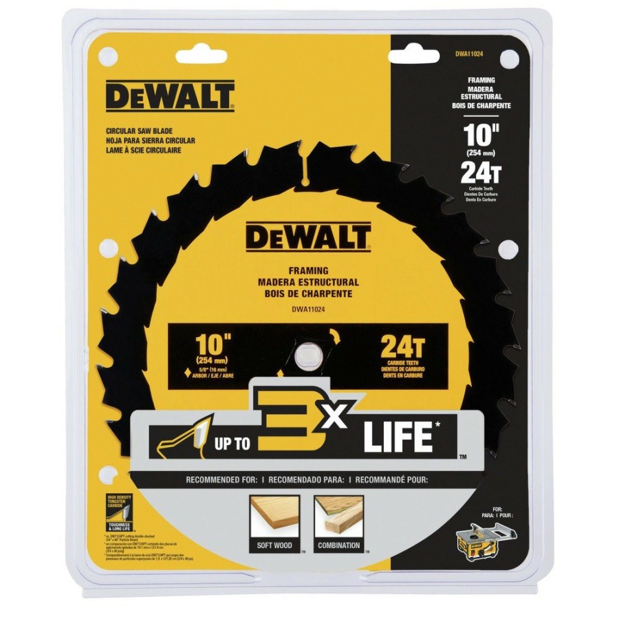 Power Tool Accessories Dewalt Circular Saw Blades | Dewalt Dwa11024 10 In. 24T Tungsten Carbide-Tipped Steel General Purpose Circular Saw Blade