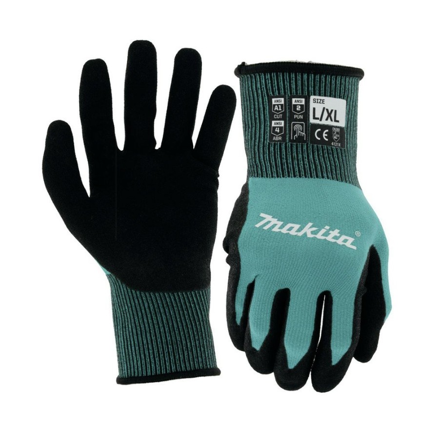 Safety Equipment Makita | Makita T-04117 Cut Level 1 Fitknit Nitrile Coated Dipped Gloves - Small/Medium