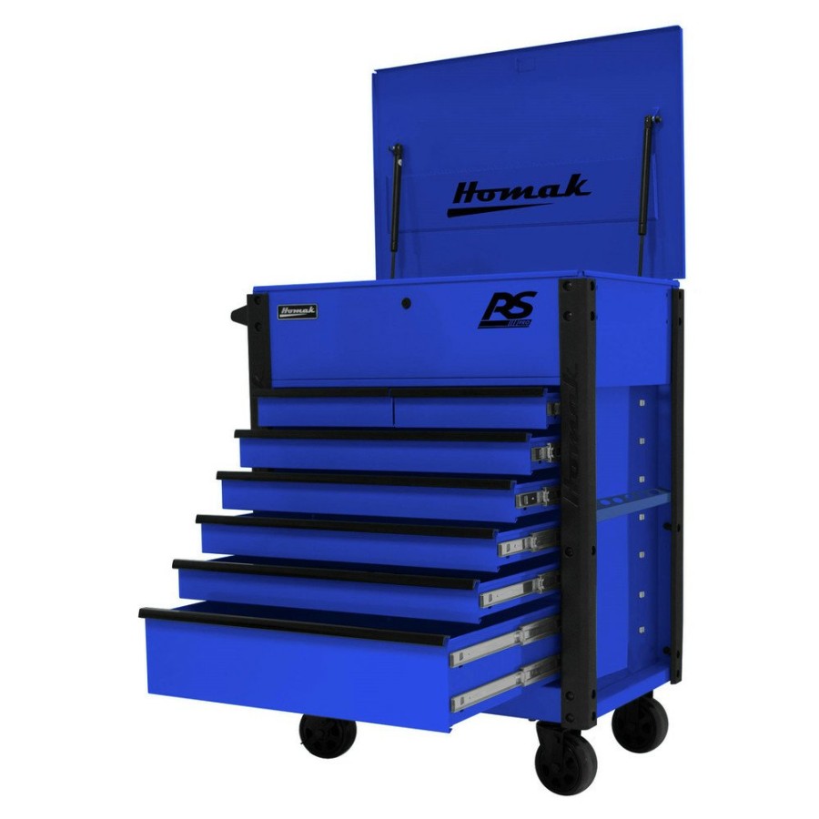 Tool Storage Homak | Homak Bl06035247 35 In. 7-Drawer Flip-Top Service Cart - Blue