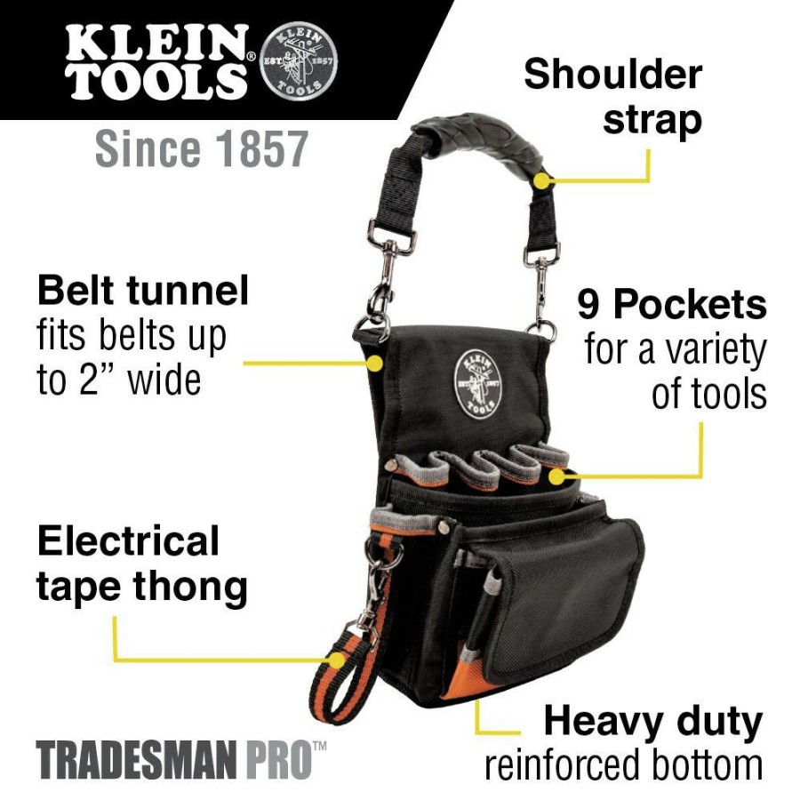 Tool Storage Klein Tools | Klein Tools 5242 Tradesman Pro 9.5 In. X 7.5 In. X 9.5 In. 9-Pocket Tool Pouch