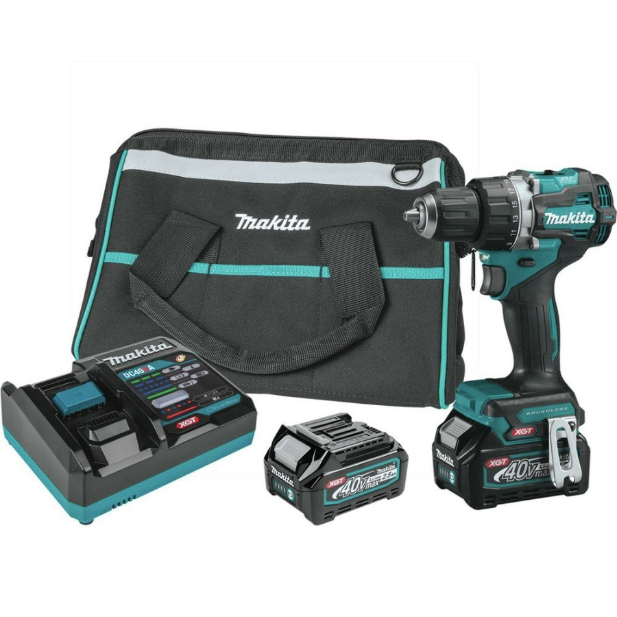 Power Tools Makita Drill Drivers | Makita Gfd02D 40V Max Xgt Brushless Lithium-Ion 1/2 In. Cordless Compact Drill Driver Kit (2.5 Ah)