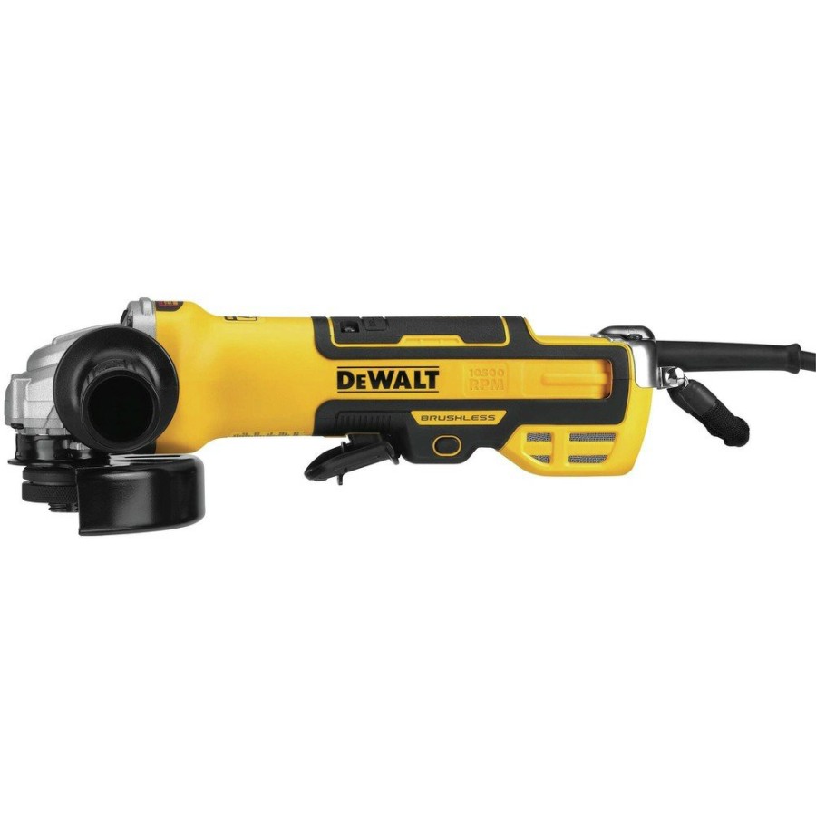 Power Tools Dewalt Angle Grinders | Dewalt Dwe43214N 13 Amp Brushless No Lock-On Paddle Switch 5 In. Corded Small Angle Grinder With Kickback Brake