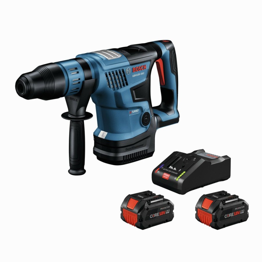 Power Tools Bosch Rotary Hammers | Bosch Gbh18V-36Ck24 18V Profactor Brushless Lithium-Ion 1-9/16 In. Cordless Connected-Ready Sds-Max Rotary Hammer Kit With 2 Batteries (8 Ah)