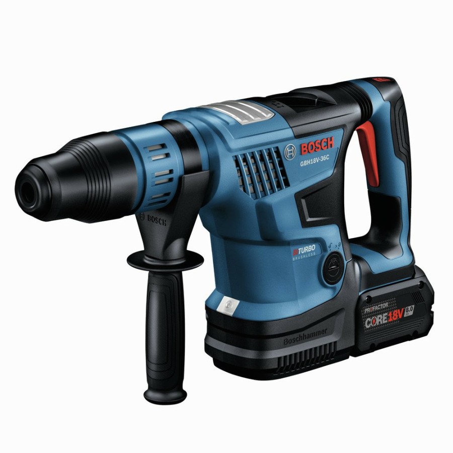 Power Tools Bosch Rotary Hammers | Bosch Gbh18V-36Ck24 18V Profactor Brushless Lithium-Ion 1-9/16 In. Cordless Connected-Ready Sds-Max Rotary Hammer Kit With 2 Batteries (8 Ah)