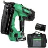 Power Tools Metabo HPT Nailers | Factory Reconditioned Metabo Hpt Nt1865Dmsm 18V Brushless Lithium-Ion 16 Gauge Cordless Straight Brad Nailer Kit (3 Ah)