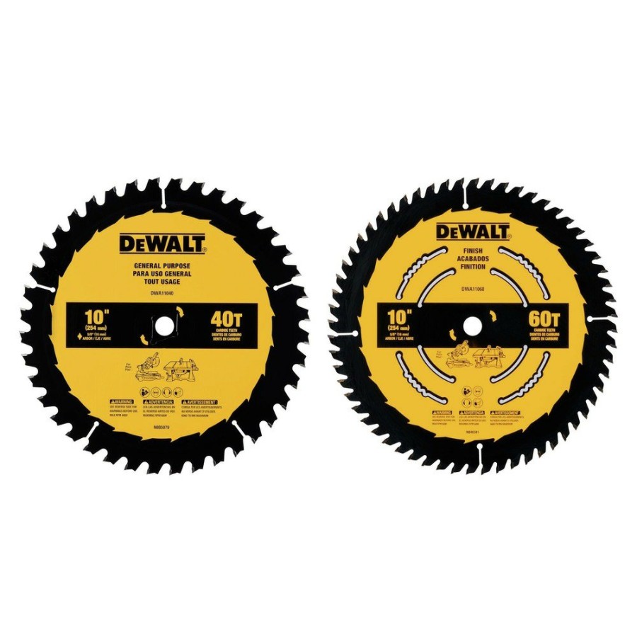 Power Tool Accessories Dewalt Circular Saw Blades | Dewalt Dwa110Cmb (2-Pack) 10 In. 40T/60T General Purpose Circular Saw Blades Combo Pack