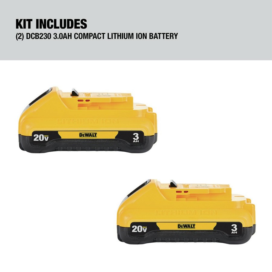 Batteries & Chargers Dewalt | Dewalt Dcb230-2 20V Max 3 Ah Lithium-Ion Compact Battery (2-Pack)