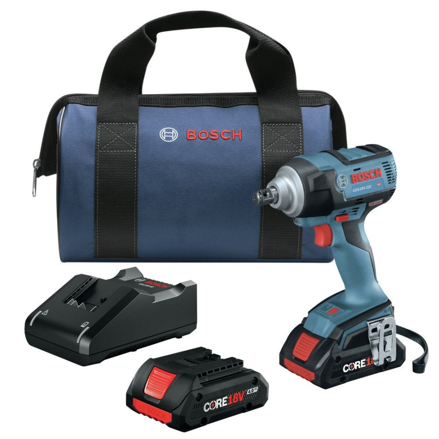 Power Tools Bosch | Factory Reconditioned Bosch Gds18V-221B25-Rt 18V Ec Brushless Lithium-Ion 1/2 In. Cordless Impact Wrench Kit (4 Ah)