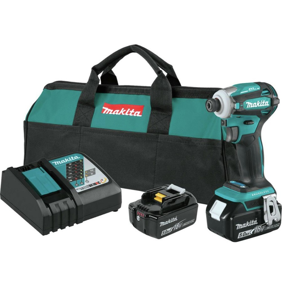 Power Tools Makita Impact Drivers | Makita Xdt19T 18V Lxt Brushless Lithium-Ion Cordless Quick Shift Mode Impact Driver Kit With 2 Batteries (5 Ah)