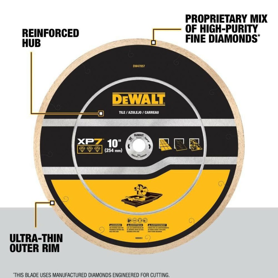 Power Tool Accessories Dewalt Circular Saw Blades | Dewalt Dw47057 10 In. Xp7 Tile Diamond Blades