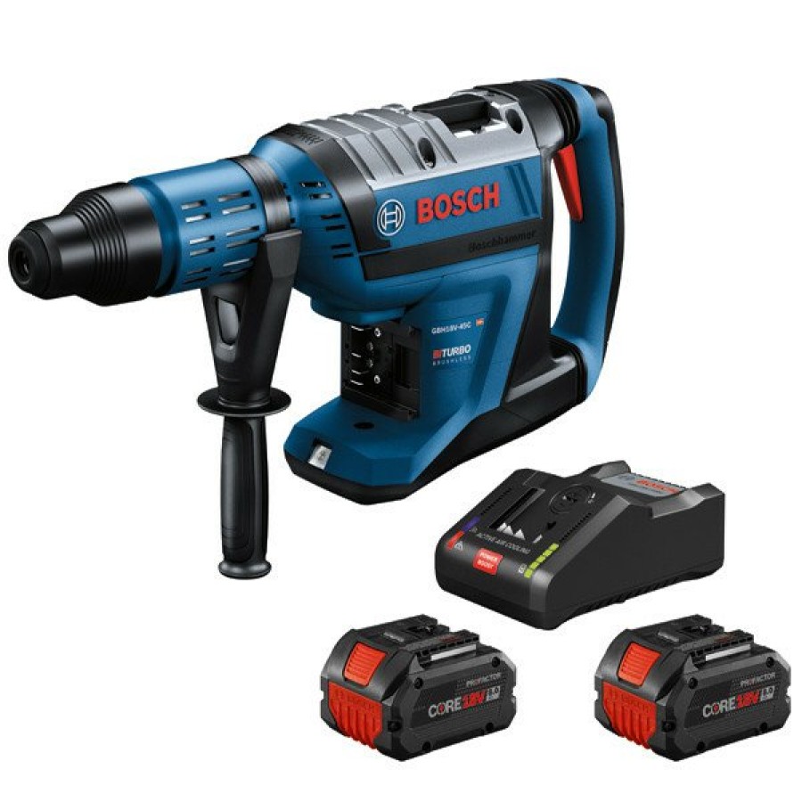 Power Tools Bosch Rotary Hammers | Factory Reconditioned Bosch Gbh18V-45Ck24-Rt Profactor 18V Hitman Connected-Ready Sds-Max Brushless Lithium-Ion 1-7/8 In. Cordless Rotary Hammer Kit With 2 Batteries (8.0 Ah)