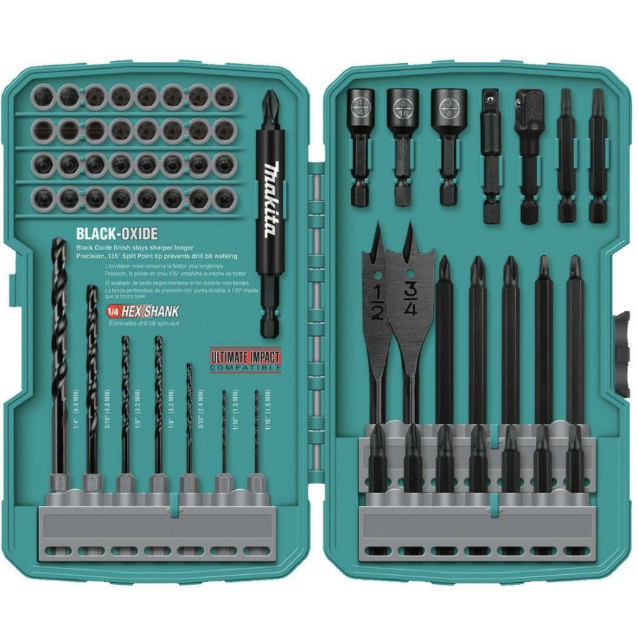 Power Tool Accessories Makita Bits And Bit Sets | Makita T-01725 70-Piece Impact Drill Driver Bit Set