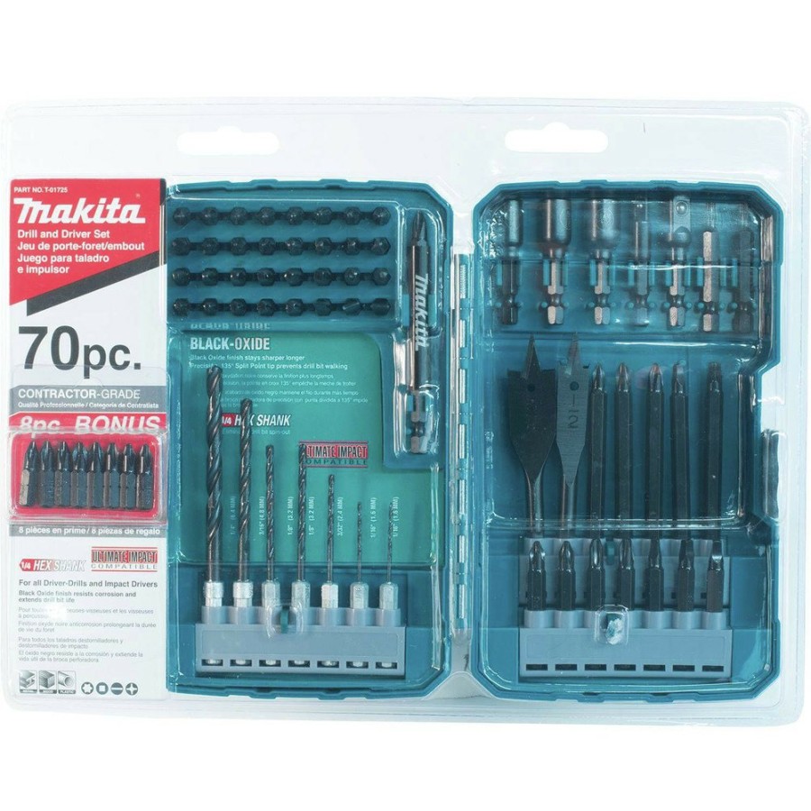 Power Tool Accessories Makita Bits And Bit Sets | Makita T-01725 70-Piece Impact Drill Driver Bit Set