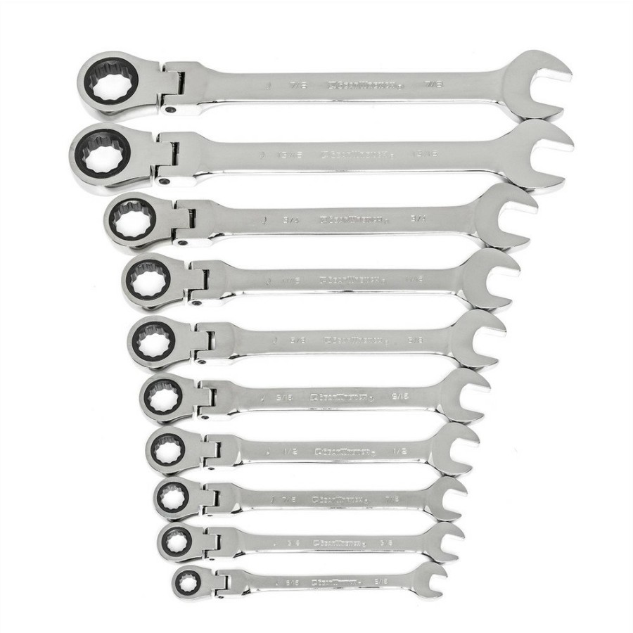 Hand Tools GearWrench Ratcheting Wrench Sets | Gearwrench 85893 10-Piece Sae Flex-Head Ratcheting Combination Wrench