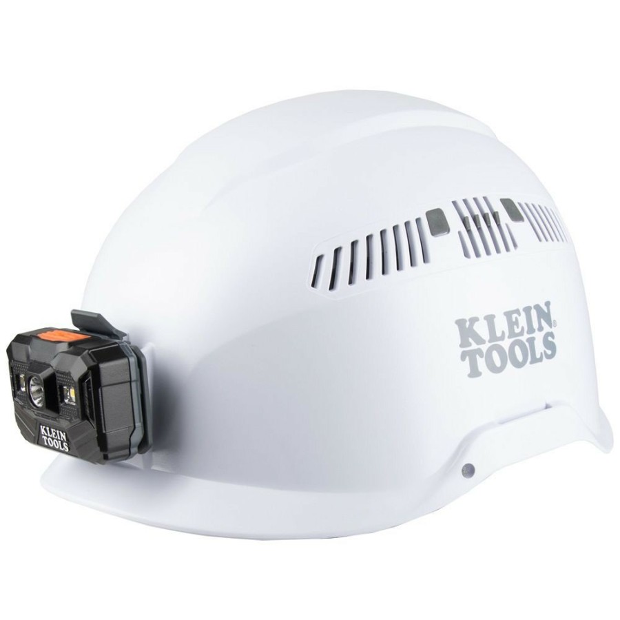 Safety Equipment Klein Tools Hard Hats | Klein Tools 60150 Vented-Class C Safety Helmet With Rechargeable Headlamp - White