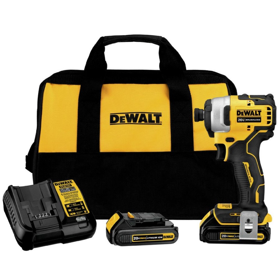 Power Tools Dewalt Impact Drivers | Dewalt Dcf809C2 Atomic 20V Max Brushless Lithium-Ion 1/4 In. Cordless Impact Driver Kit With (2) 1.5 Ah Batteries