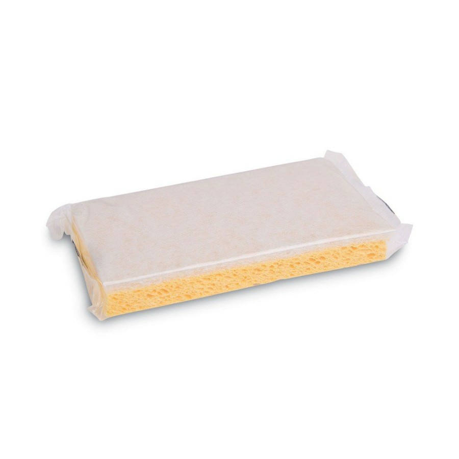 Facility Maintenance & Supplies Boardwalk Cleaning Tools | Boardwalk 63Bwk Ld 3.6 In. X 6.1 In. Individually Wrapped Light Duty Scrubbing Sponge - Yellow/White (20/Carton)