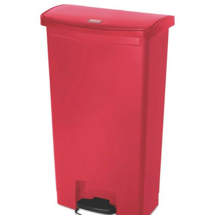 Facility Maintenance & Supplies Rubbermaid Commercial | Rubbermaid Commercial 1883568 Streamline 18-Gallon Front Step Style Resin Step-On Container - Red