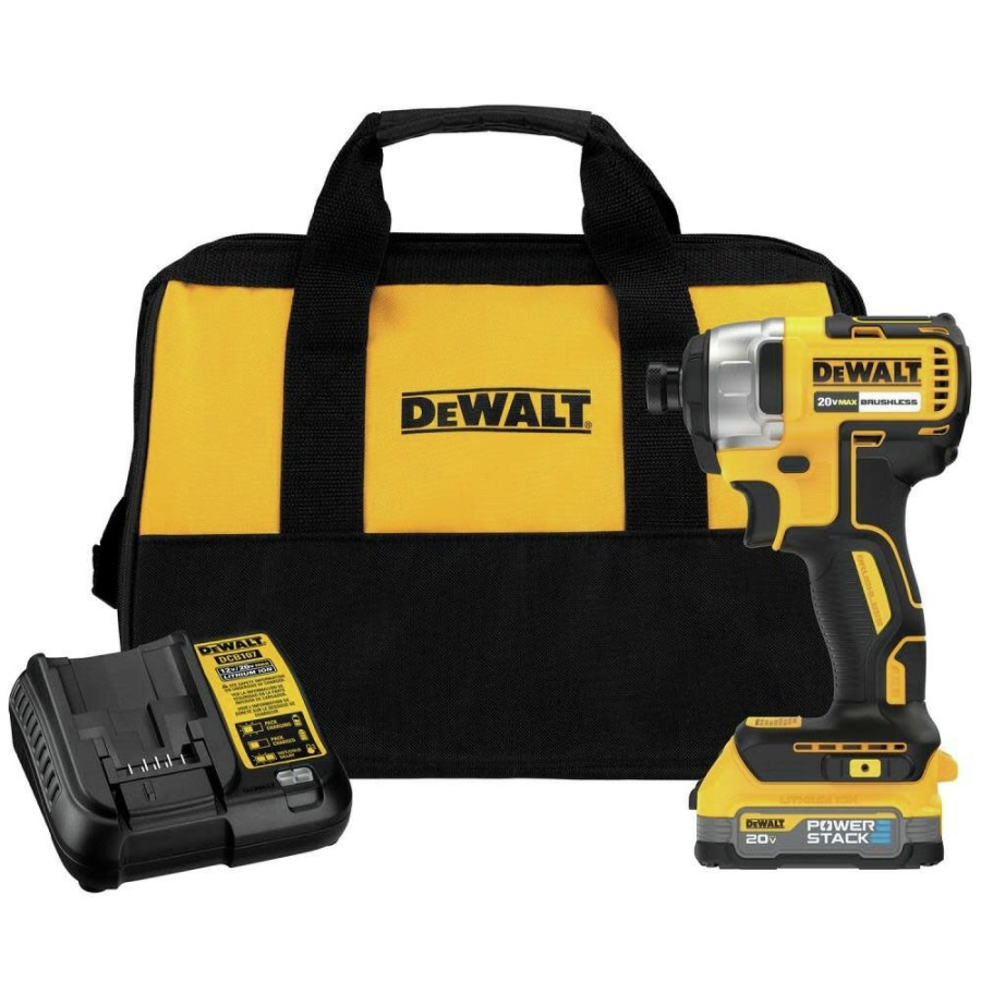 Power Tools Dewalt Impact Drivers | Dewalt Dcf787E1 20V Max Brushless Lithium-Ion 1/4 In. Cordless Impact Driver Kit With Powerstack Compact Battery (1.7 Ah)