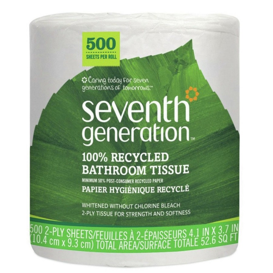 Facility Maintenance & Supplies Seventh Generation | Seventh Generation 137038 100% Recycled 2-Ply Bathroom Tissue - White, Jumbo (500 Sheets/Roll, 60 Rolls/Carton)