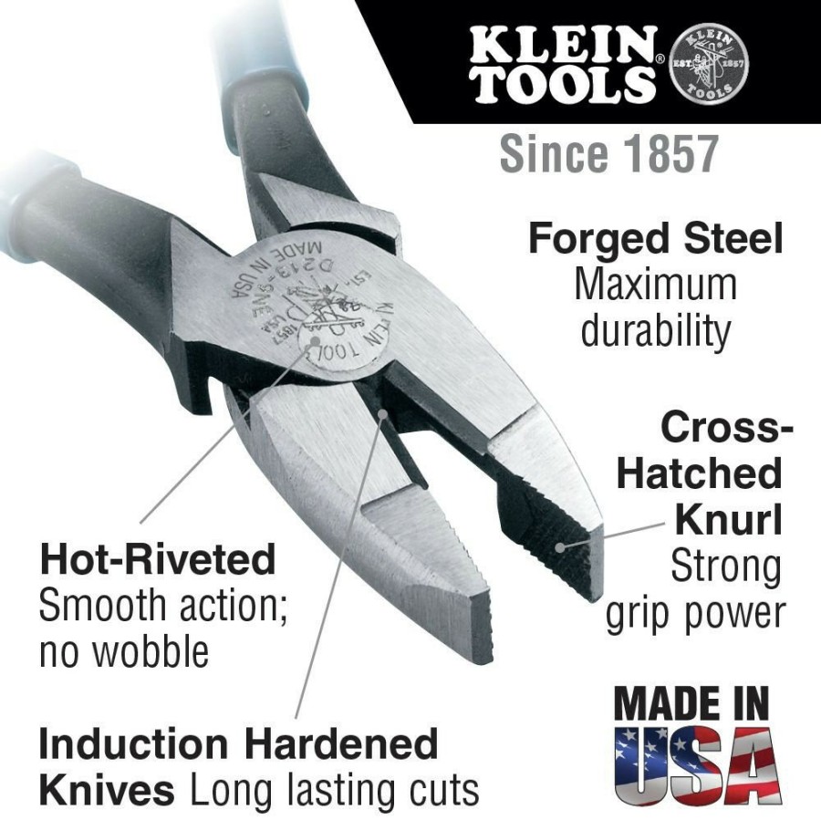 Hand Tools Klein Tools | Klein Tools 213-9Ne High-Leverage Side-Cutters