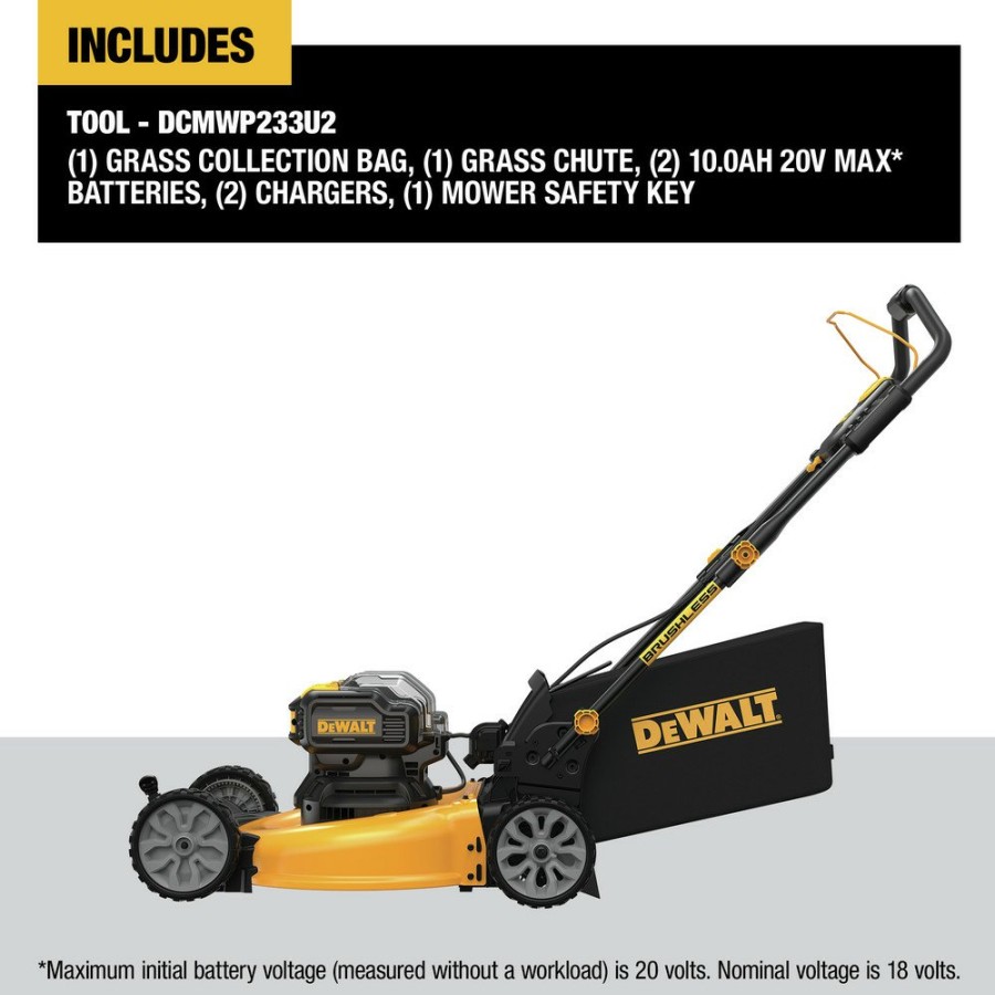 Outdoor Power Tools & Equipment Dewalt | Dewalt Dcmwp233U2 2X 20V Max Brushless Lithium-Ion 21-1/2 In. Cordless Push Mower Kit With 2 Batteries (10 Ah)