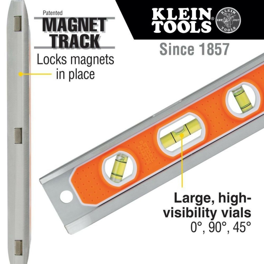 Hand Tools Klein Tools Levels | Klein Tools 935R 9 In. Aluminum Magnetic Torpedo Level With 3 Vials