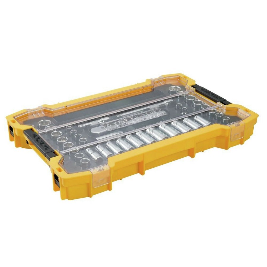 Hand Tools Dewalt Socket Sets | Dewalt Dwmt45400 37-Piece 3/8 In. Drive Socket Set With Tough System 2.0 Shallow Tool Tray And Lid