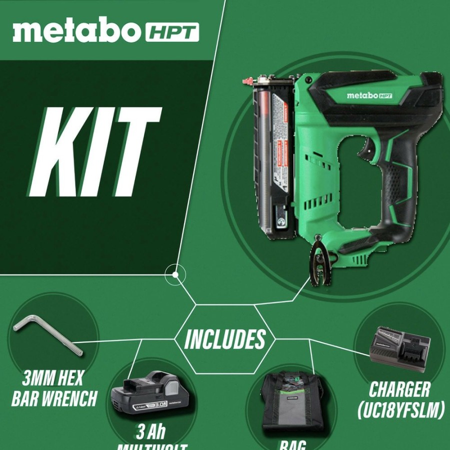 Power Tools Metabo HPT Nailers | Metabo Hpt Np18Dsalm 18V Cordless 1-3/8 In. 23-Gauge Pin Nailer Kit