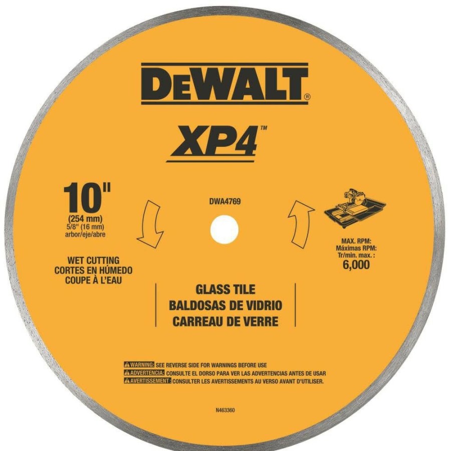 Power Tool Accessories Dewalt Circular Saw Blades | Dewalt Dwa4769 10 In. Continuous Rim Glass Tile Blade