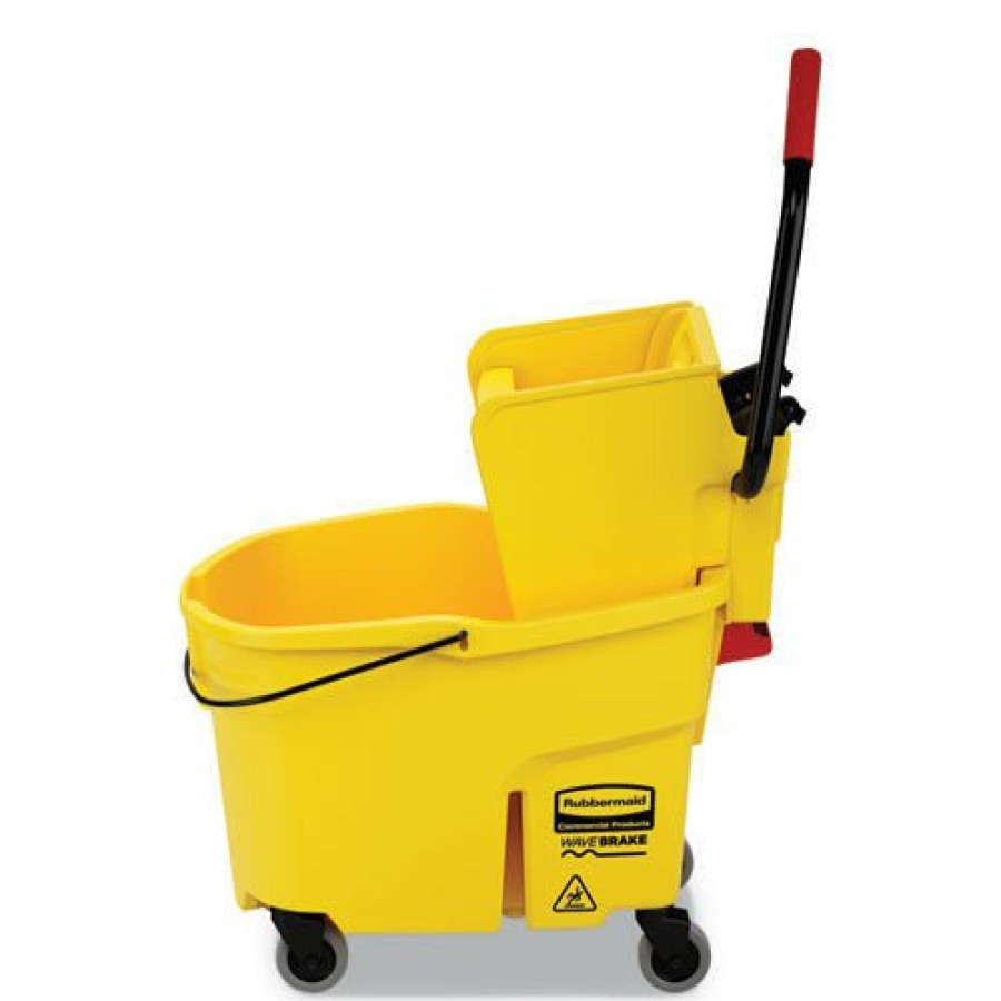 Facility Maintenance & Supplies Rubbermaid Commercial Cleaning Tools | Rubbermaid Commercial Fg618688Yel 44 Qt. Wavebrake 2.0 Side-Press Plastic Bucket/Wringer Combos - Yellow