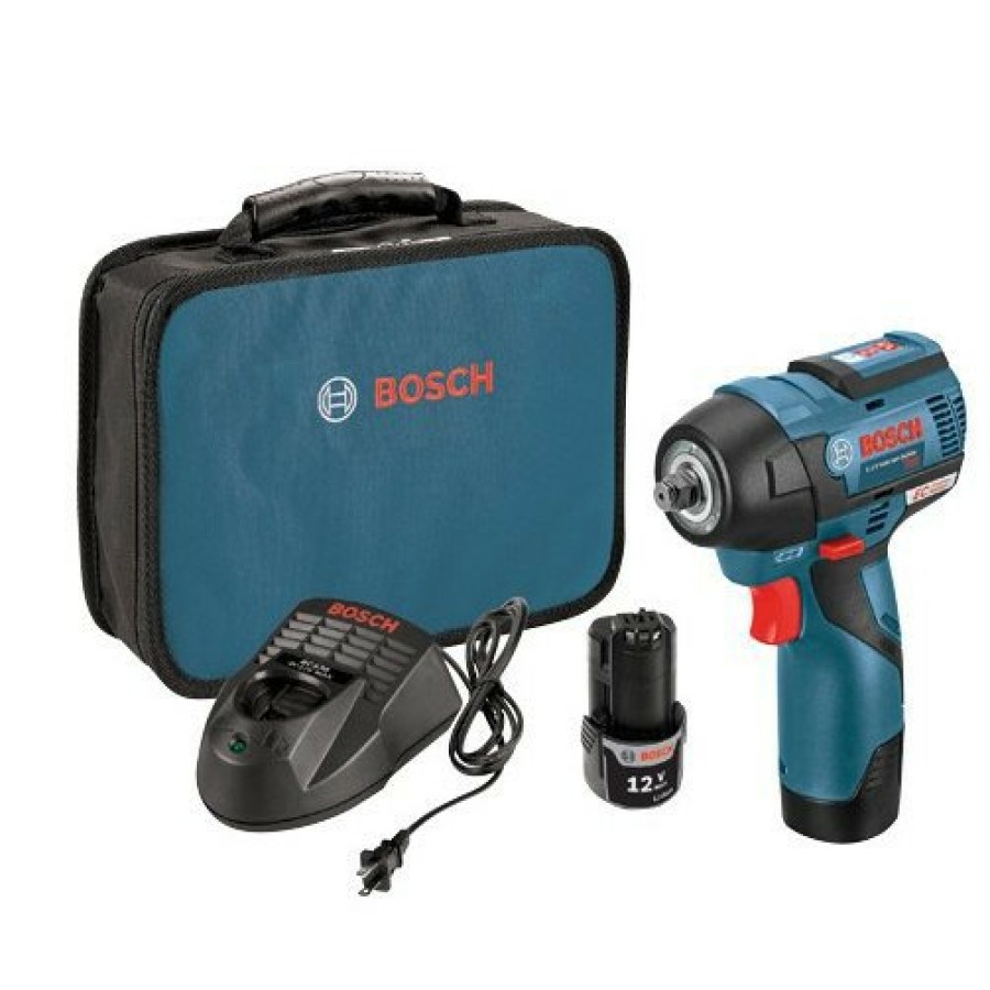 Power Tools Bosch | Factory Reconditioned Bosch Ps82-02-Rt 12V Max 2.0 Ah Cordless Lithium-Ion Ec Brushless 3/8 In. Impact Wrench Kit